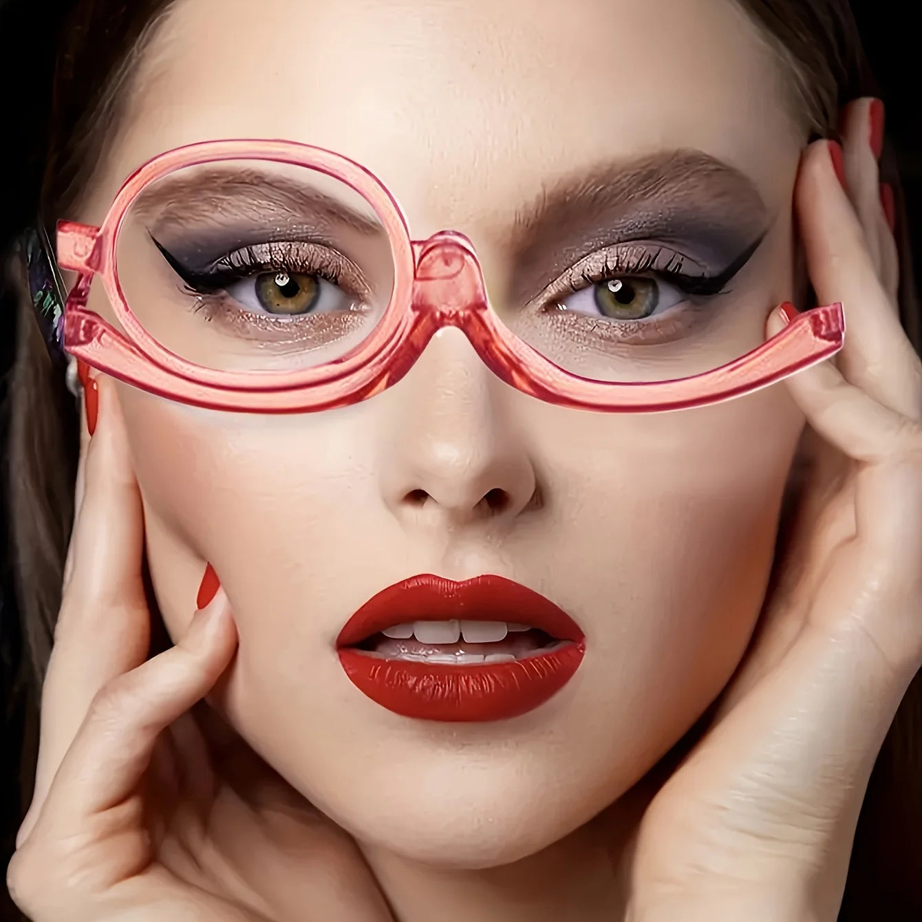Magnifying Makeup Reading Glasses Rotating Lens Cosmetic Make up Presbyopic Eye Glasses Readers +1.0 to +4.0